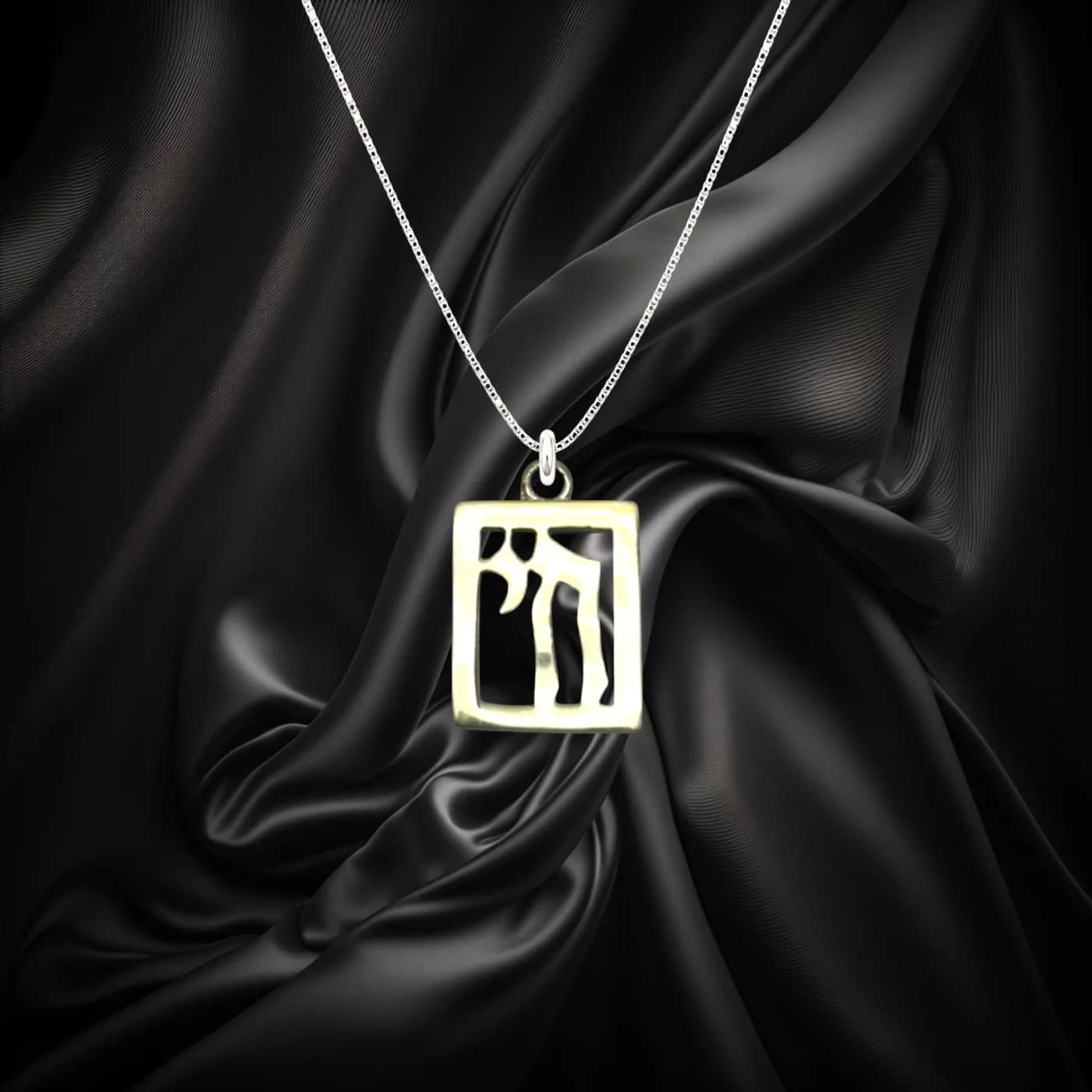 Chai Pendant in a Square Frame