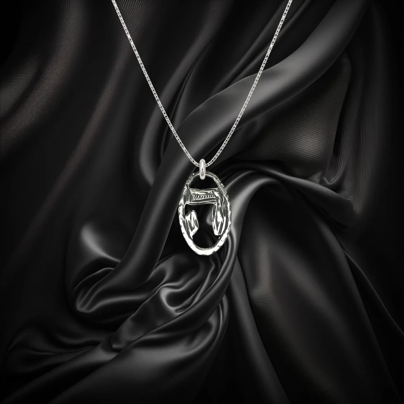 Hebrew Letters Pendant in an Oval Frame